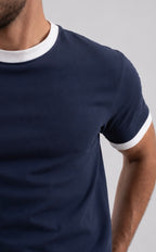 Ringer Tee Navy x White