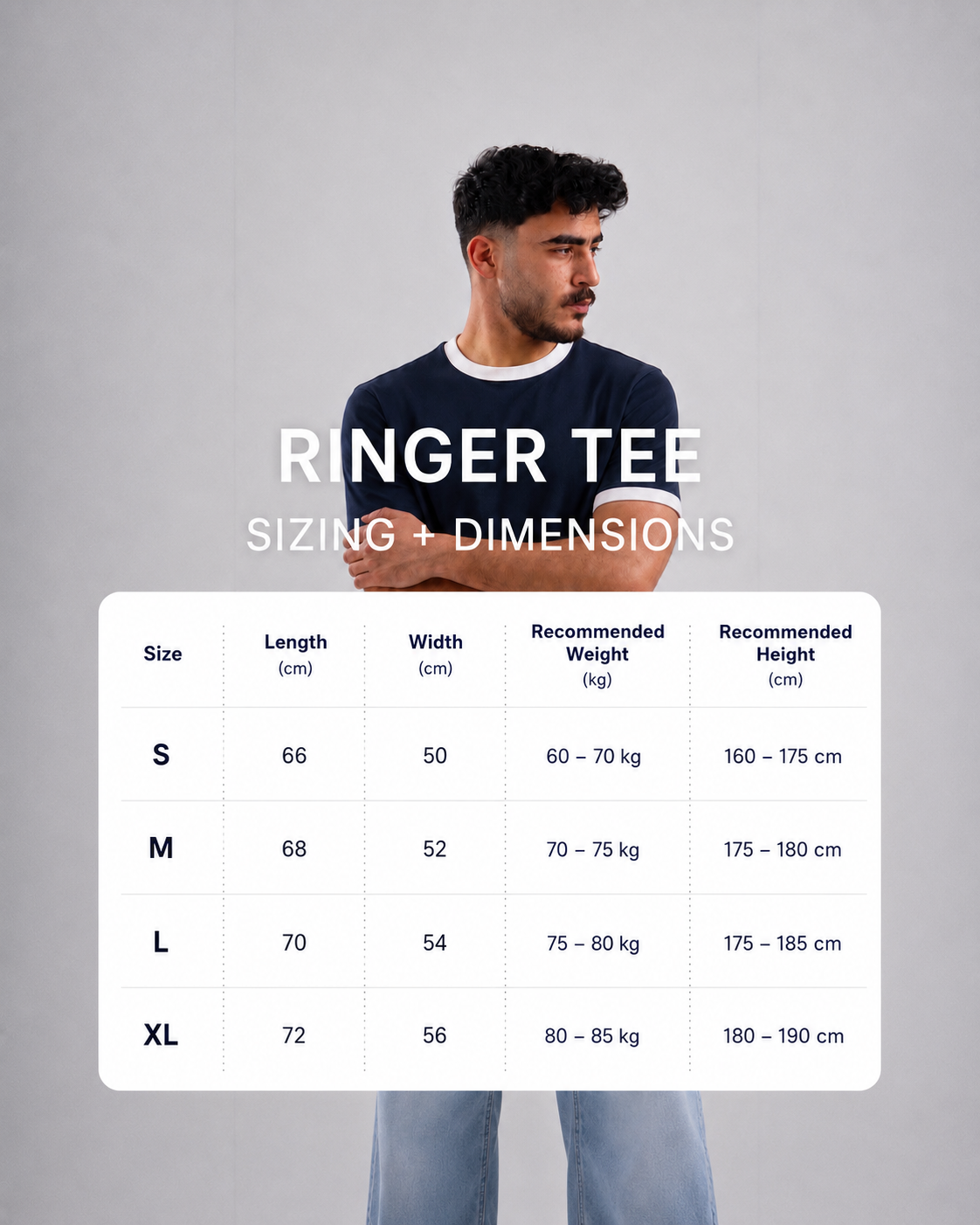 Ringer Tee Navy x White