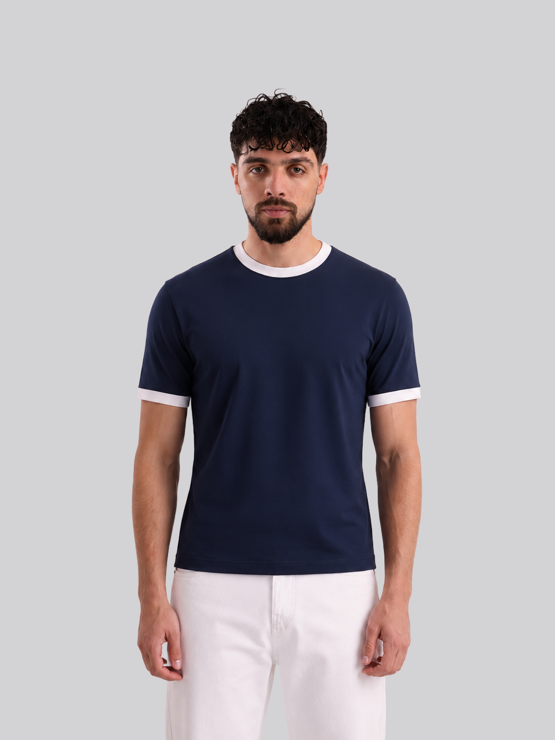 Ringer Tee Navy x White