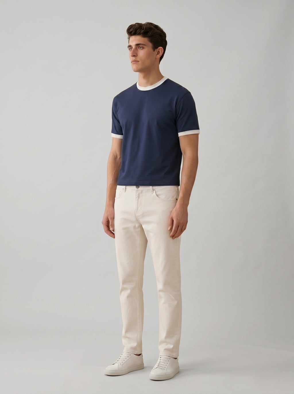 Ringer Tee Navy x White